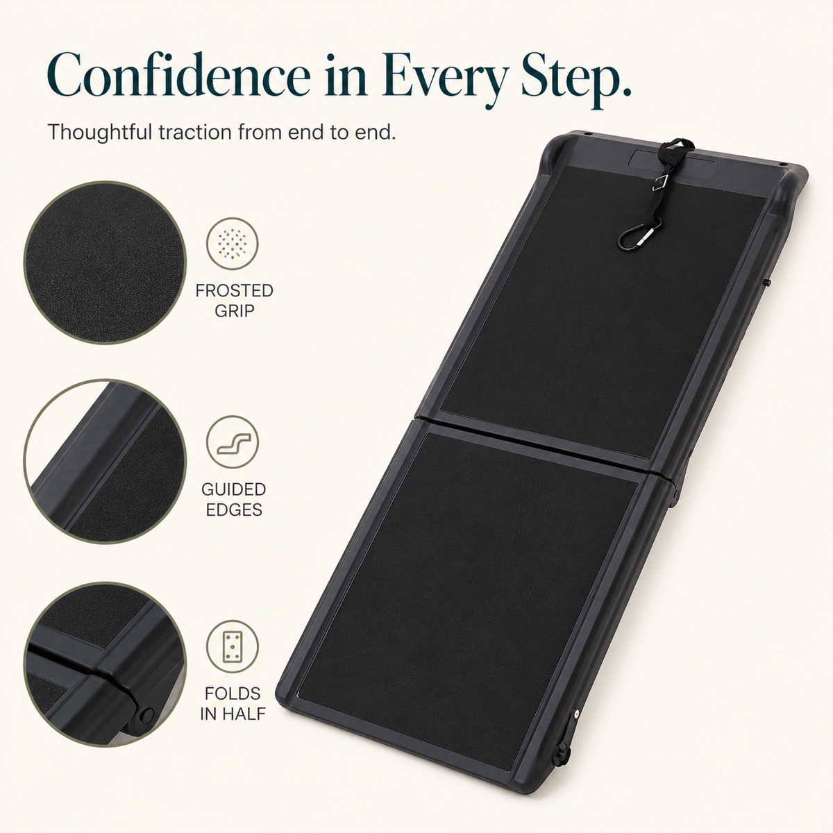Compact black pet ramp frosted grip raised edges and folding hinge