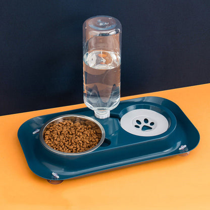 Pet Food Bowl and Water Bottle Set