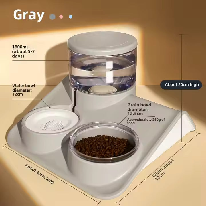 Pet Food Bowl and Water Bottle Set