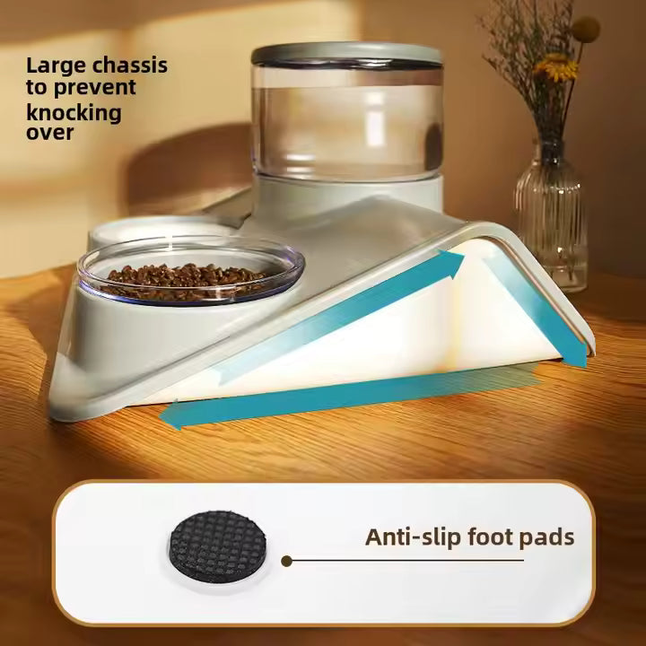 Pet Food Bowl and Water Bottle Set