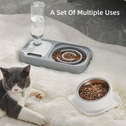 Pet Food Bowl and Water Bottle Set
