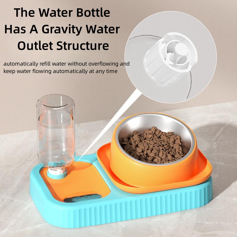 Pet Food Bowl and Water Bottle Set