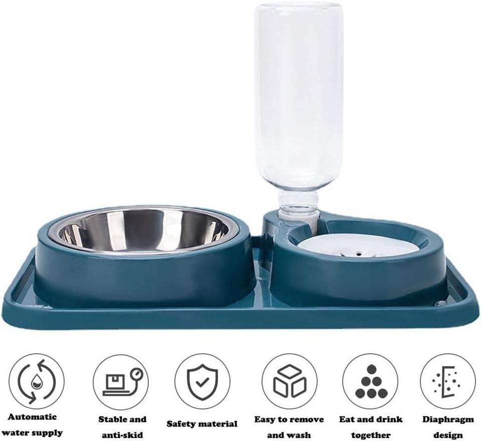 Pet Food Bowl and Water Bottle Set