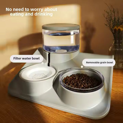 Pet Food Bowl and Water Bottle Set