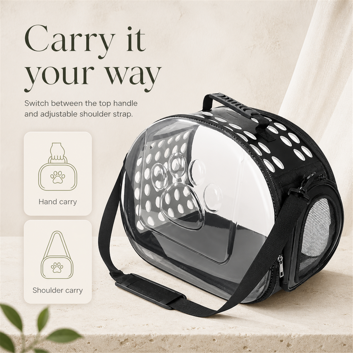 Top handle and shoulder strap carrying options