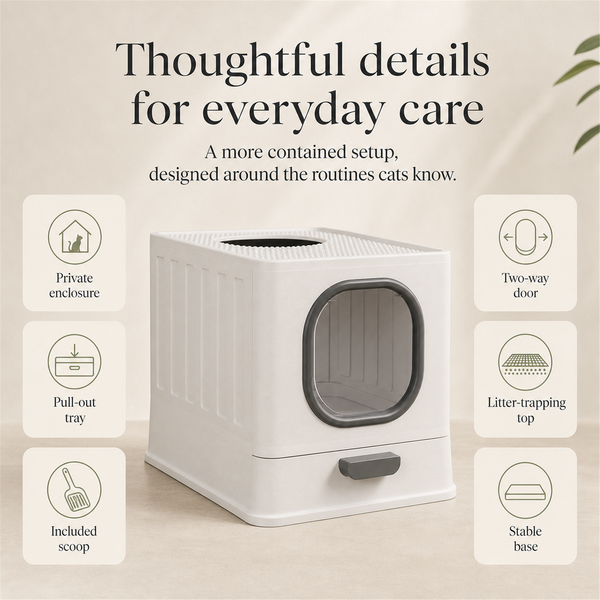 Foldable enclosed cat litter box feature summary