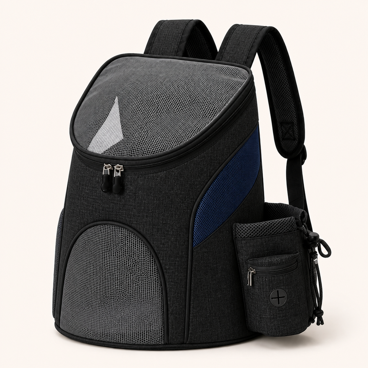 Black and navy blue breathable cat carrier backpack color variant