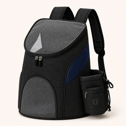 Black and navy blue breathable cat carrier backpack color variant