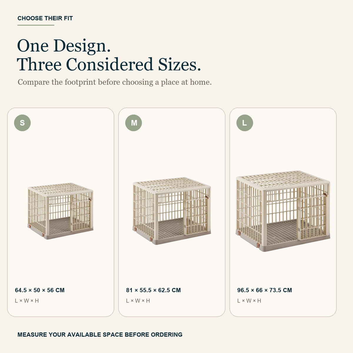 Pet Cage size guide for small medium and large