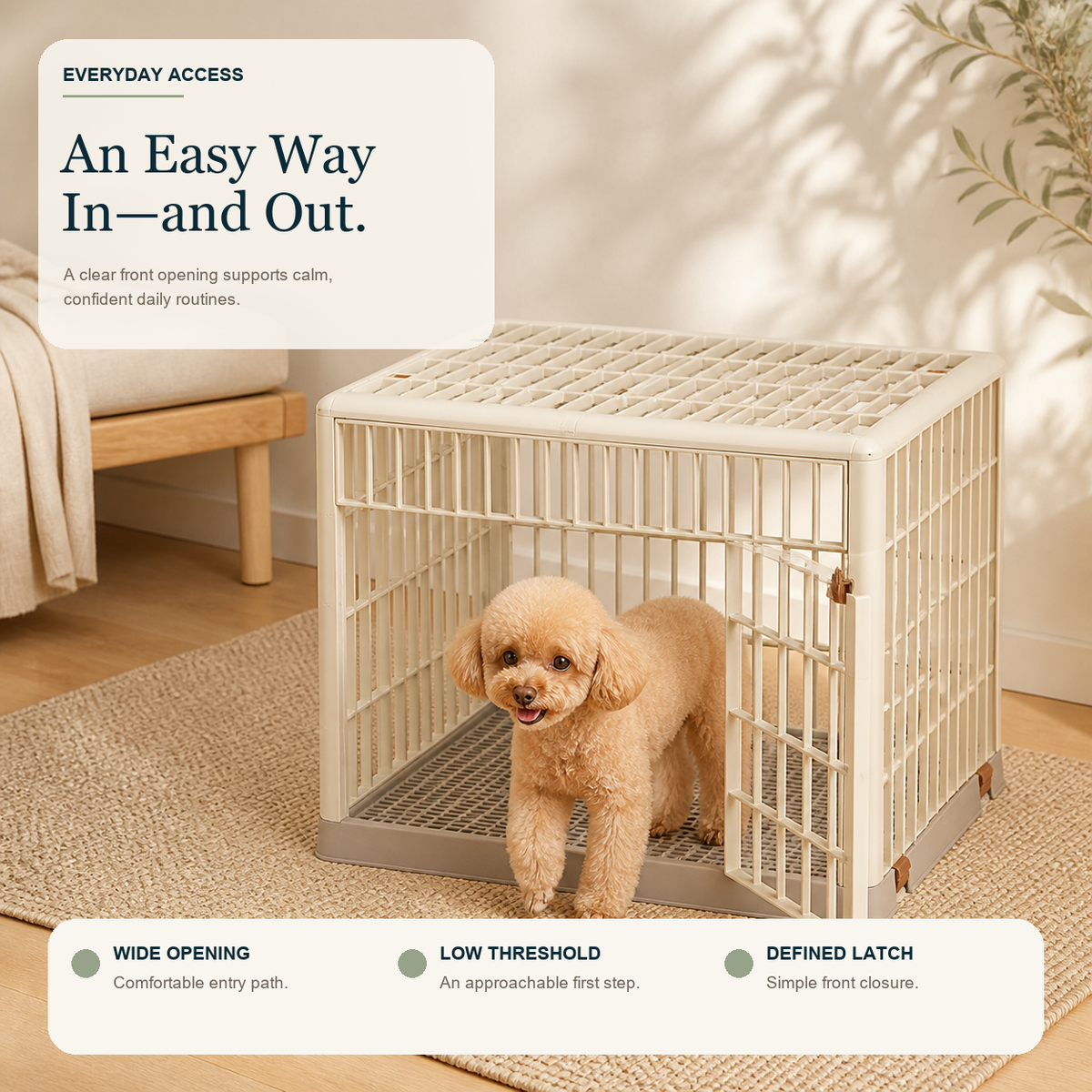 Pet Cage front door access infographic