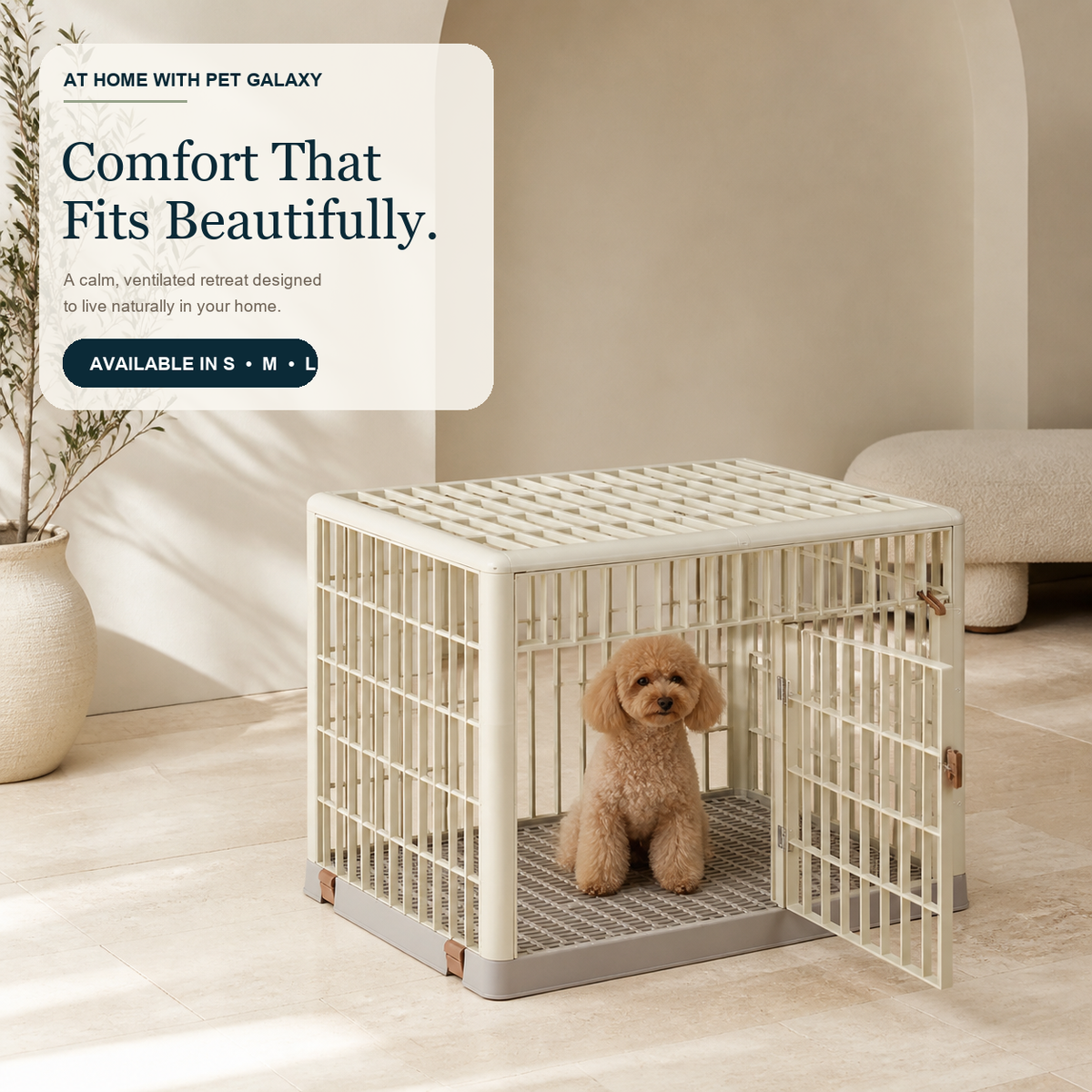 Pet Cage closing lifestyle image in a calm home