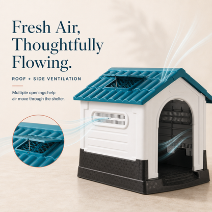 Ventilated dog house roof and side airflow explanation