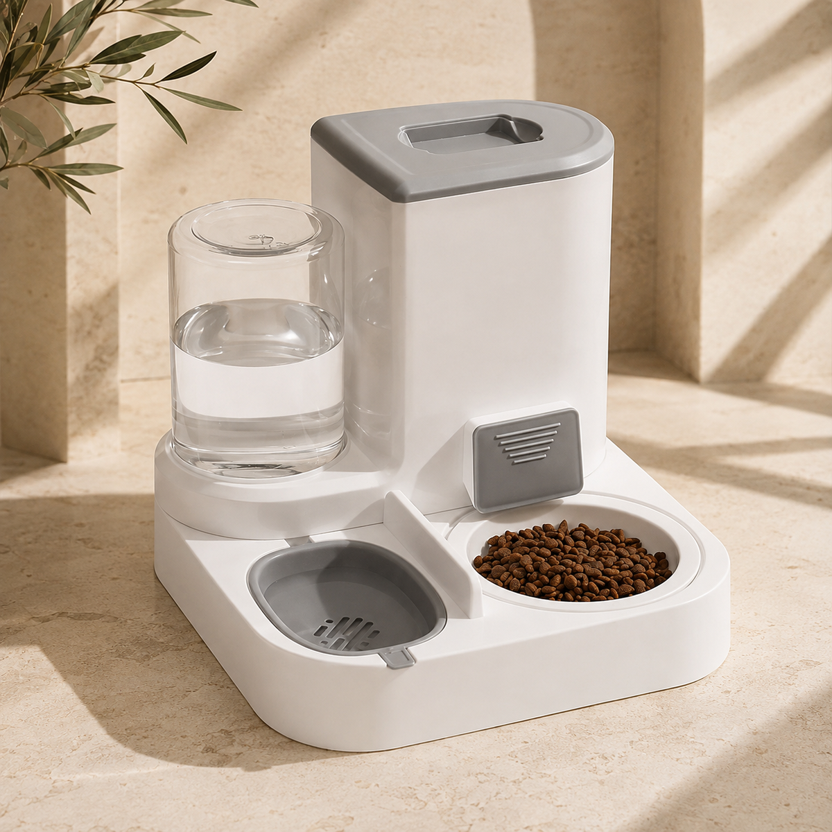 2-in-1 gravity pet food feeder and water dispenser station