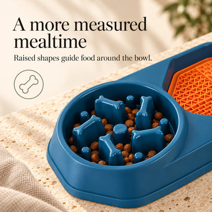 Bone-shaped raised maze inside the slow feeder bowl