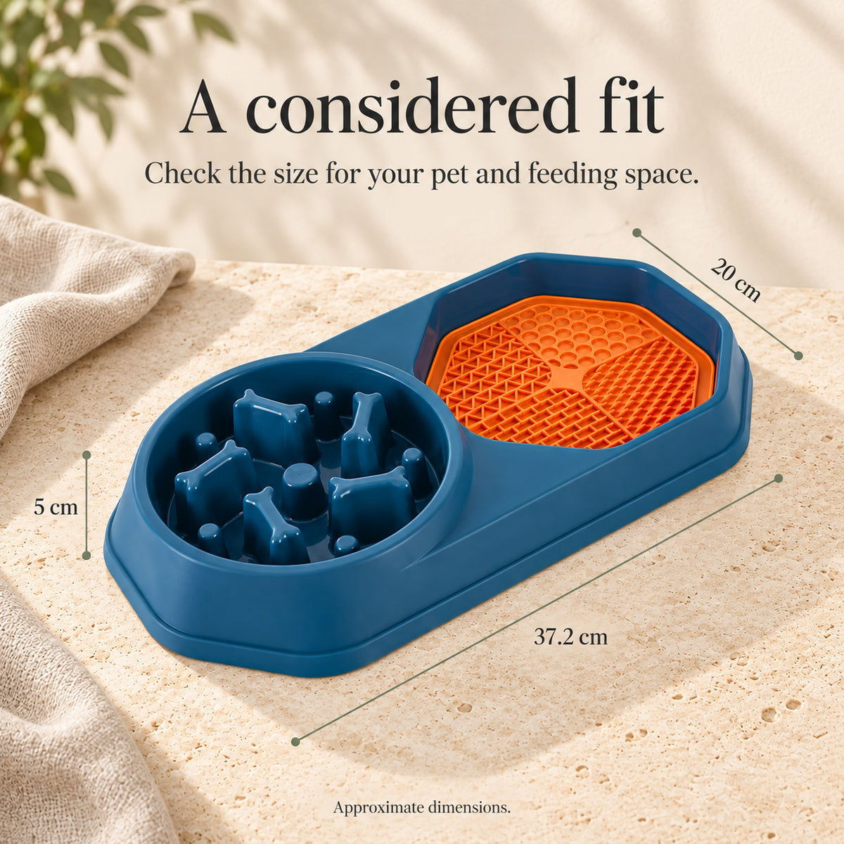 Pet slow feeder tray dimensions 37.2 by 20 by 5 cm