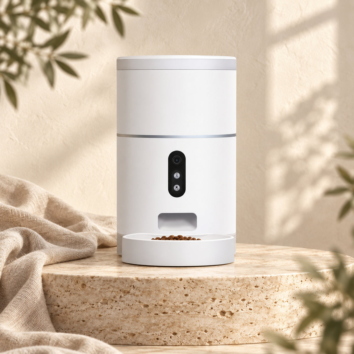 4L WiFi automatic pet feeder in a luxury cream setting