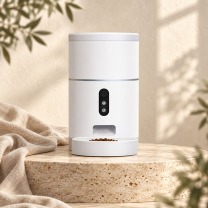 4L WiFi automatic pet feeder in a luxury cream setting