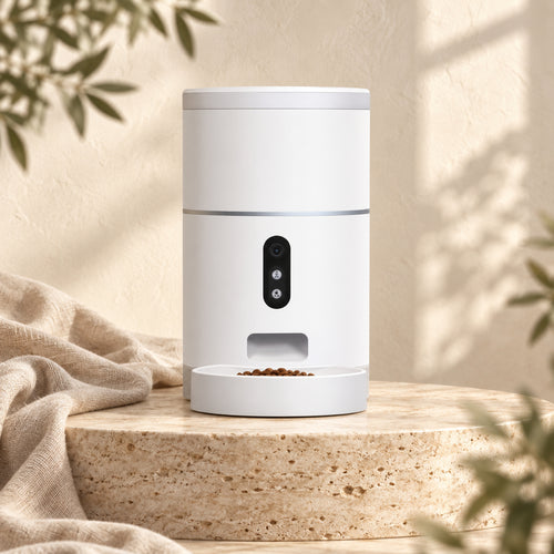 4L WiFi automatic pet feeder in a luxury cream setting