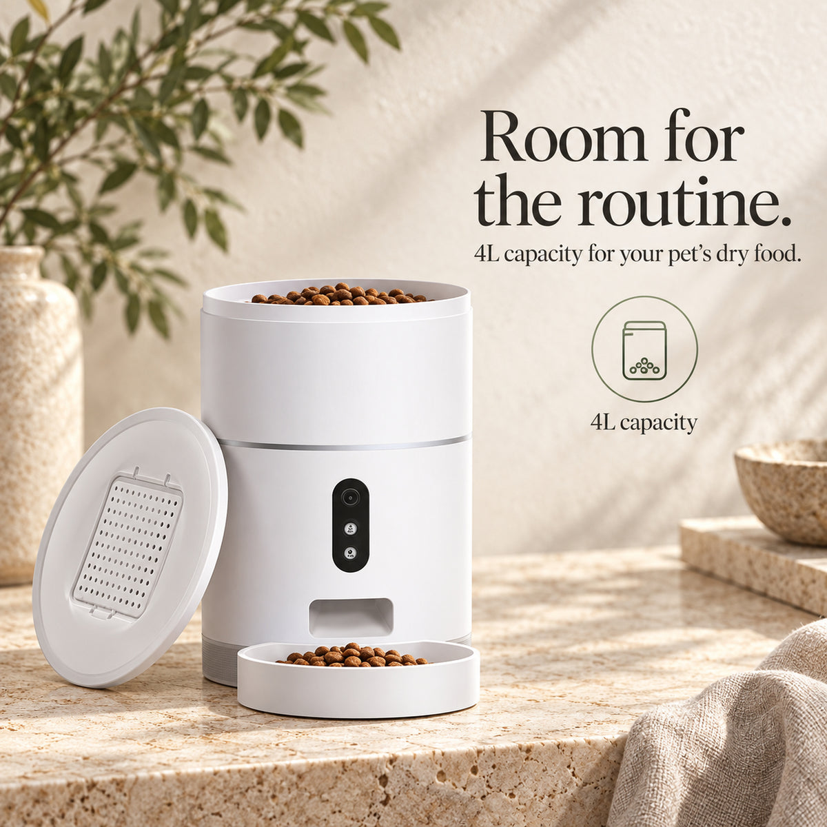 4L dry food hopper with wide opening